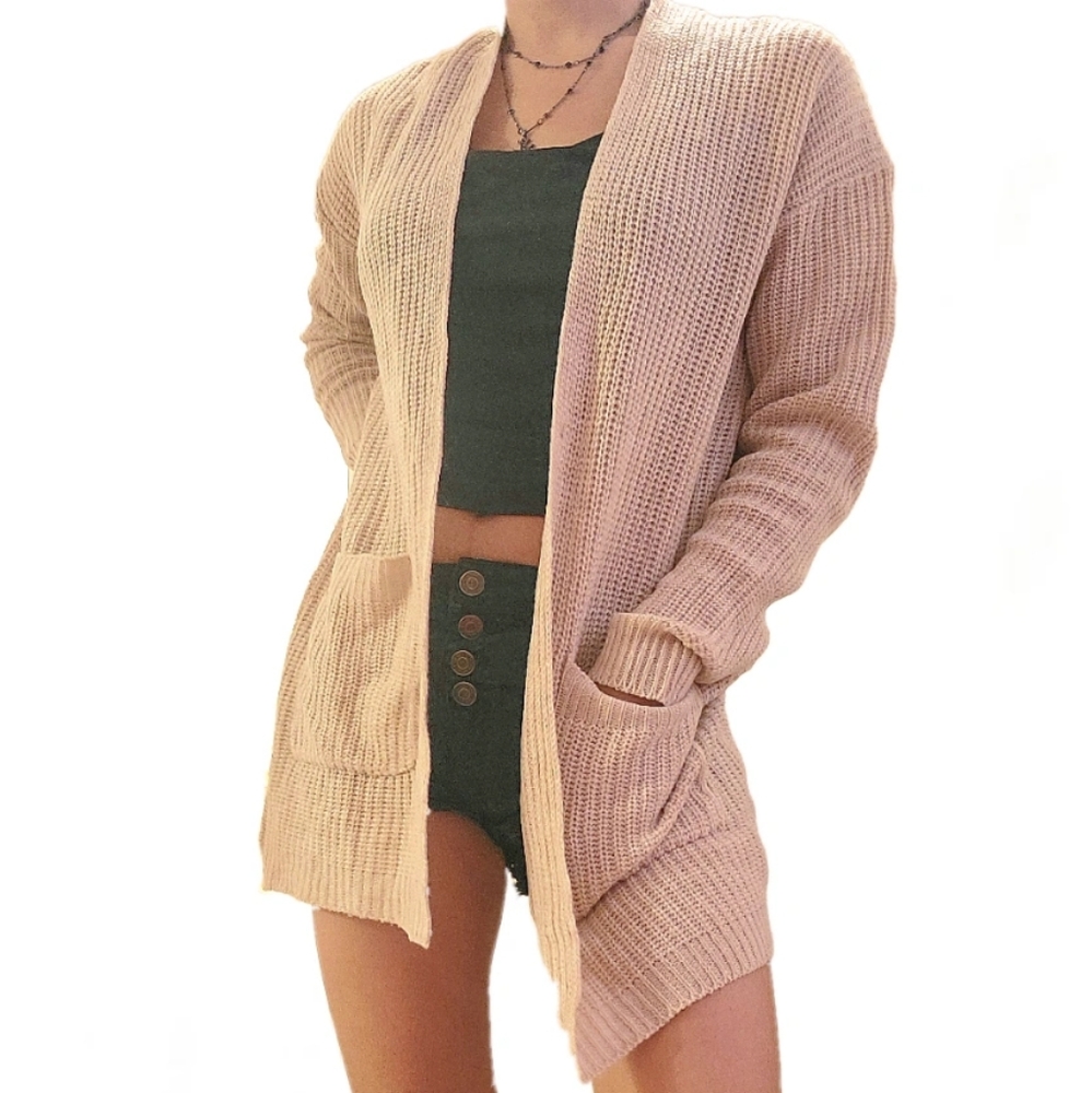 UK2LA Women's Beige Cardigan Sweater